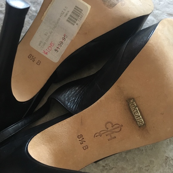 Cole Haan Black peep-toe sling-back heels NWT - Picture 6 of 6